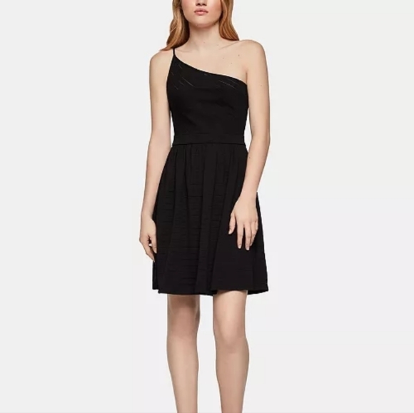 BCBGENERATION One Shoulder Fit and Flare Black Dress - Picture 1 of 15